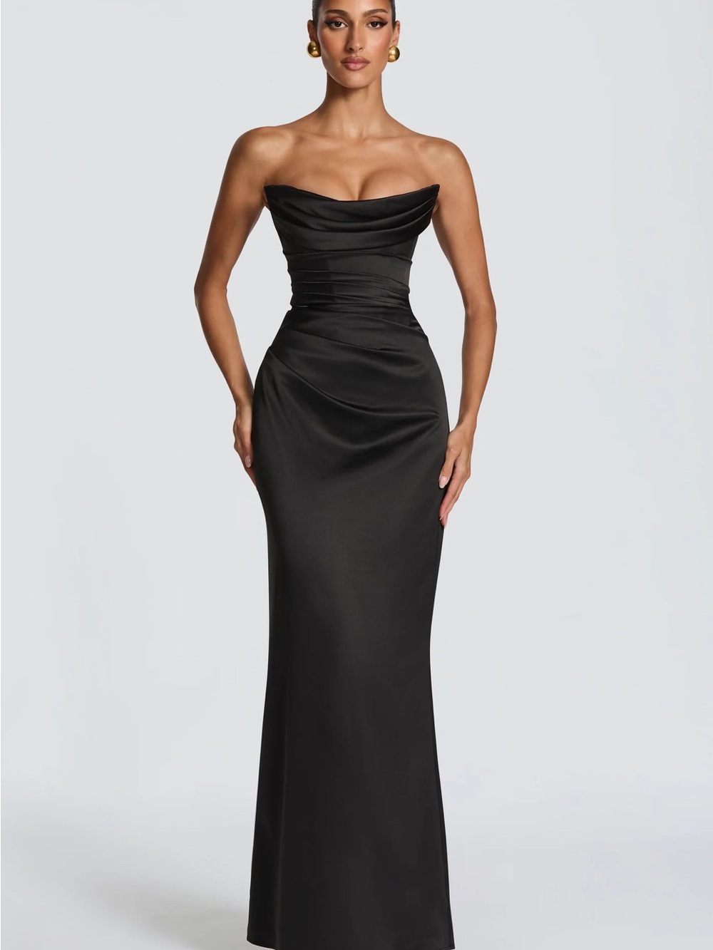 Babyboo Vessa Black Satin Evening Gown
